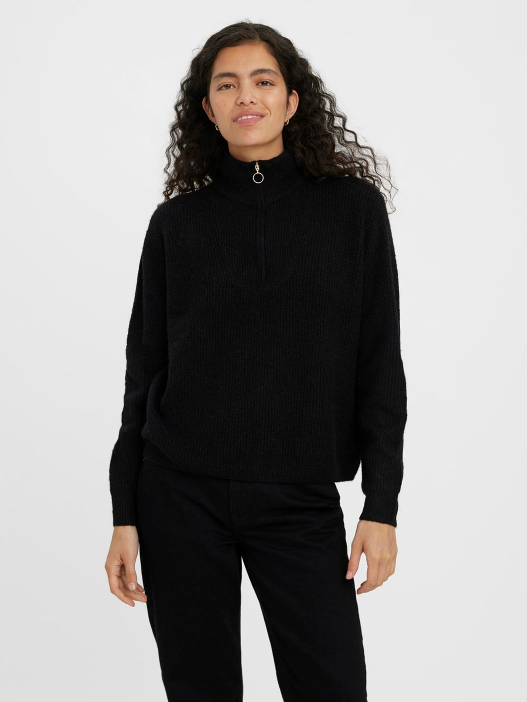 Plaza Zipper Knit - Sort - Vero Moda - Black