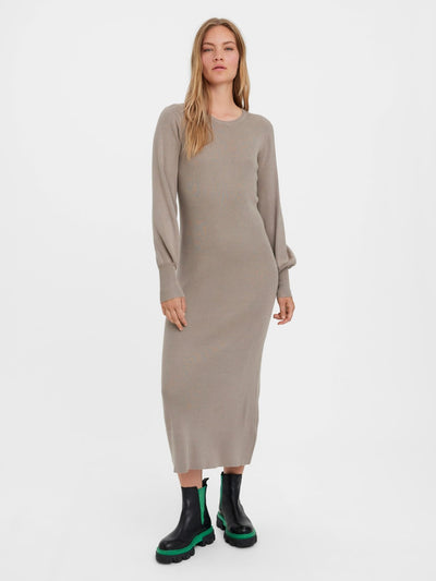 Valor O-Neck knit dress - Roasted Cashew - Vero Moda - Brown 4