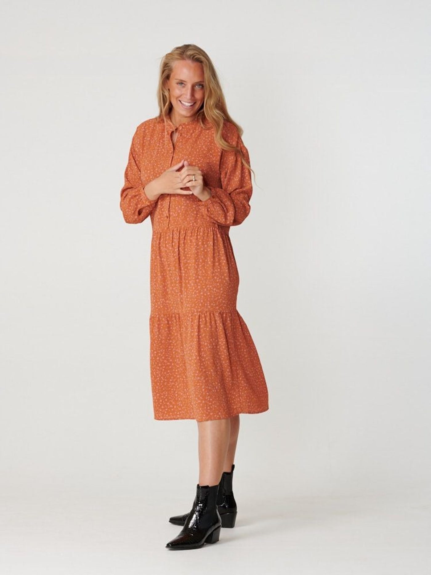 Sara long-sleeved dress - Rosa - Amis de Copenhague - Orange 4