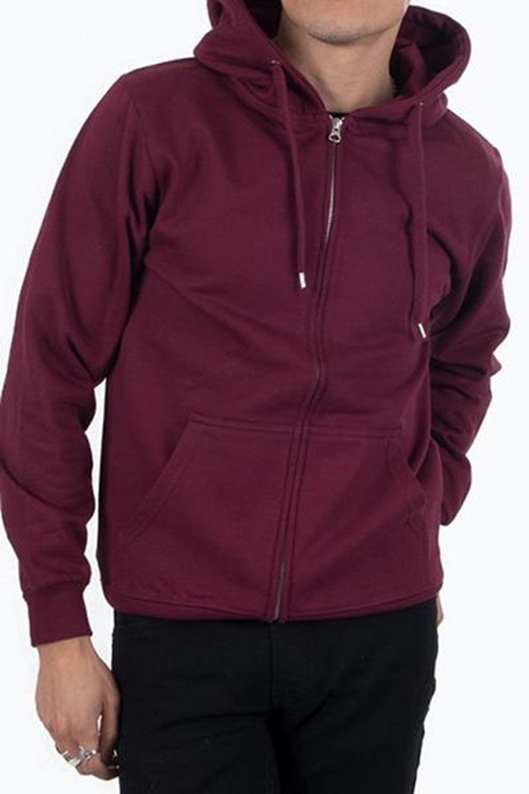 Zip Sweat Hoodie - Burgundy Red - TeeShoppen - Red