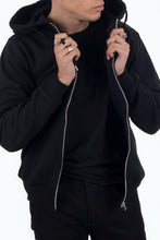 Load image into Gallery viewer, Zip Sweat Hoodie - Black - TeeShoppen - Black 9

